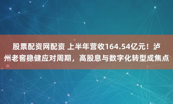 股票配资网配资 上半年营收164.54亿元！泸州老窖稳健应对周期，高股息与数字化转型成焦点